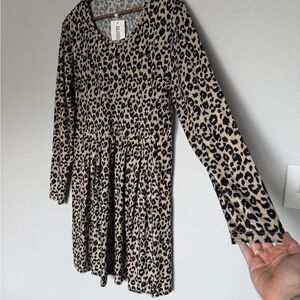 🖤COZY! Black and Cream Leopard Print Long Sleeve W Pockets Dress | 16W